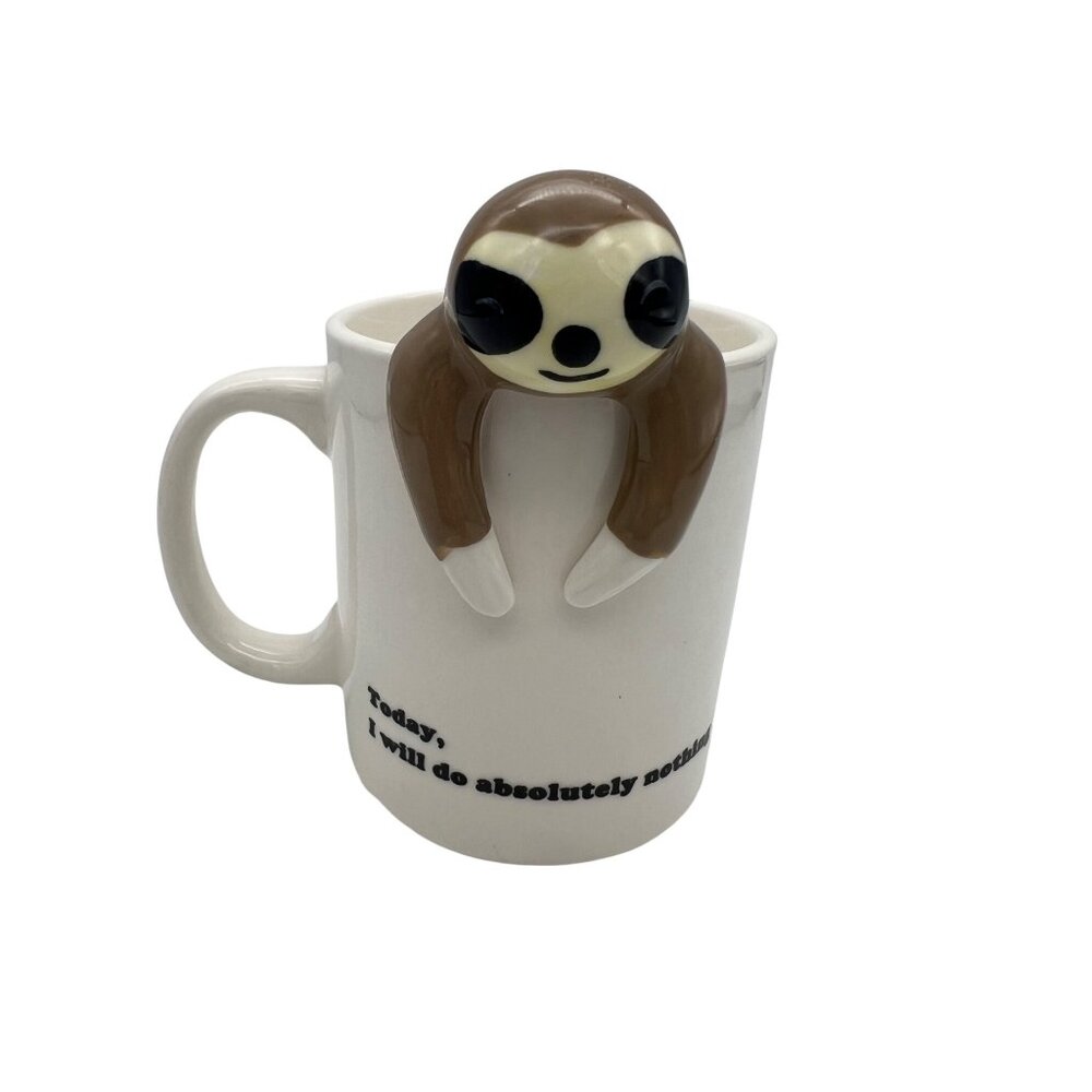 Decodyne Sloth Coffee Mug 3D Hanging Sloth Today I Will Do Nothing Novelty Gifts